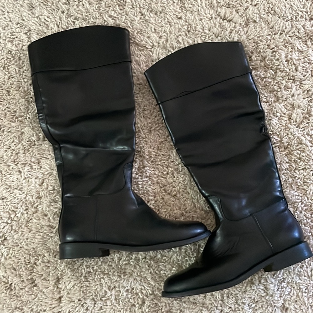 JustFab Womens Lily Black Flat Below The Knee Boot Size 8.5 EUR 39